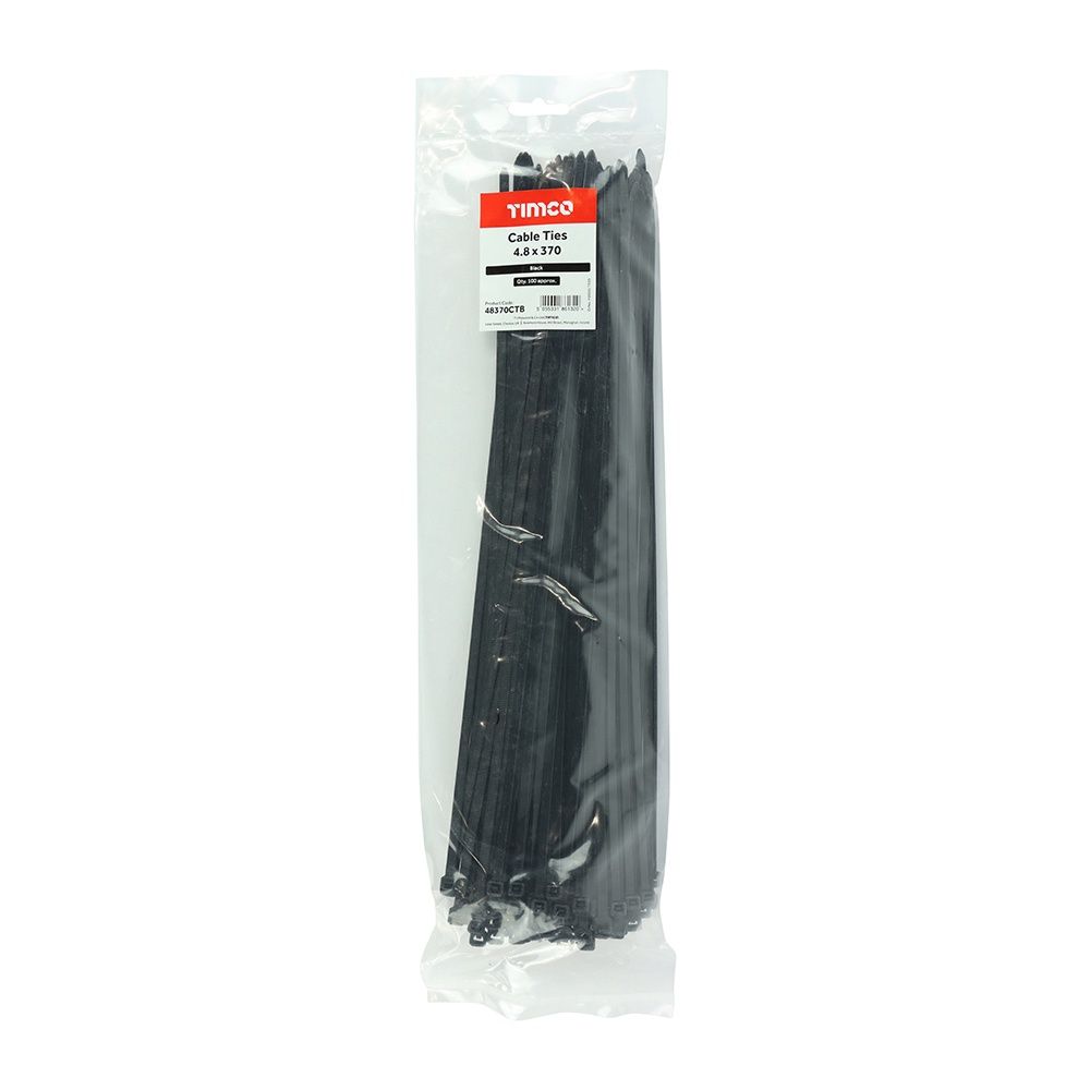 Timco Cable Ties - Black 4.8 x 370 48370CTB