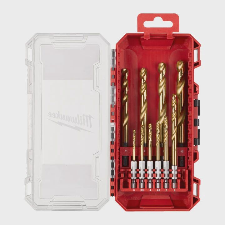 Milwaukee 10 Piece SHOCKWAVE Red Hex HSS TiN Metal Drill Bit Set 4932493865