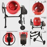 Excel 140L Portable Cement Concrete Mixer 230V/550W with Wheels