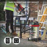 Excel 30L Wet & Dry Vacuum Cleaner 240V/1400W Without Power Take Off Socket