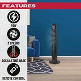 Excel 40" Tower Fan with Touch Enabled Controls and Remote Control - Black