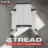 Excel Aluminium Stool Ladder Folding Hop Up 2 Tread 350mm x 400mm