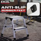 Excel Aluminium Stool Ladder Folding Hop Up 2 Tread 350mm x 400mm