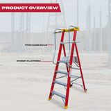 Excel Electricians Fibreglass Podium Step Ladder 4 Tread 2.04m EN131-7