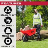 Excel Heavy Duty 100L Red Wheelbarrow HDPE Plastic Tray