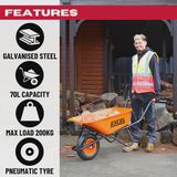 Excel Heavy Duty 70L Wheelbarrow with Galvanized Steel Tray