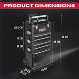 Excel Mobile Cabinet Tool Storage Box 4 Drawer Garage Tool Chest with Wheel