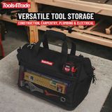 Tools4Trade 18" Tool Bag with Multi-Pockets & Hard Base - Black