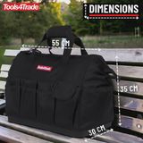 Tools4Trade 18" Tool Bag with Multi-Pockets & Hard Base - Black
