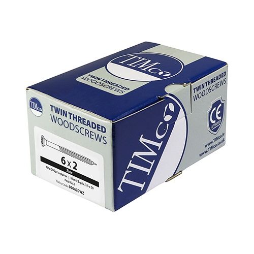 Timco 10 x 1 1/4&quot; Twin Threaded Woodscrews Countsunk Head Zinc (200/Box) 10114CWZ