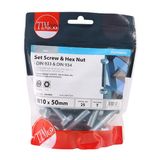 Timco 10 x 50 mm Hex Set & Hex Nut BZP M10 (25/TimBag) 1050SNZB