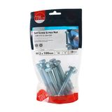 Timco 12 x 100 mm Hex Set & Hex Nut BZP M12 (10/TimBag) 12100SNZB