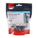 Timco 12 x 50 mm Hex Set & Hex Nut BZP M12 (18/TimBag) 1250SNZB