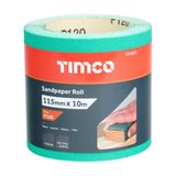 Timco 115mm x 10m Sandpaper Roll Green 120 Grit Long life 231823