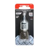 Timco 25mm Drill End Brush Crimped Steel Wire Shaft Mount End Brush-Crimp 25SEC