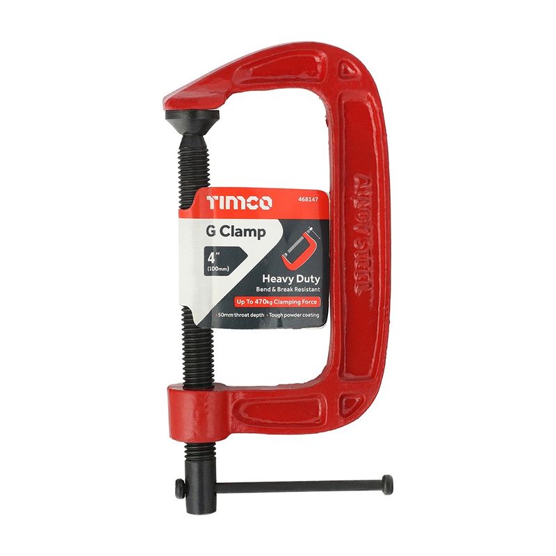 Timco 4" Heavy duty G Clamp Tough Powder Coating 468147