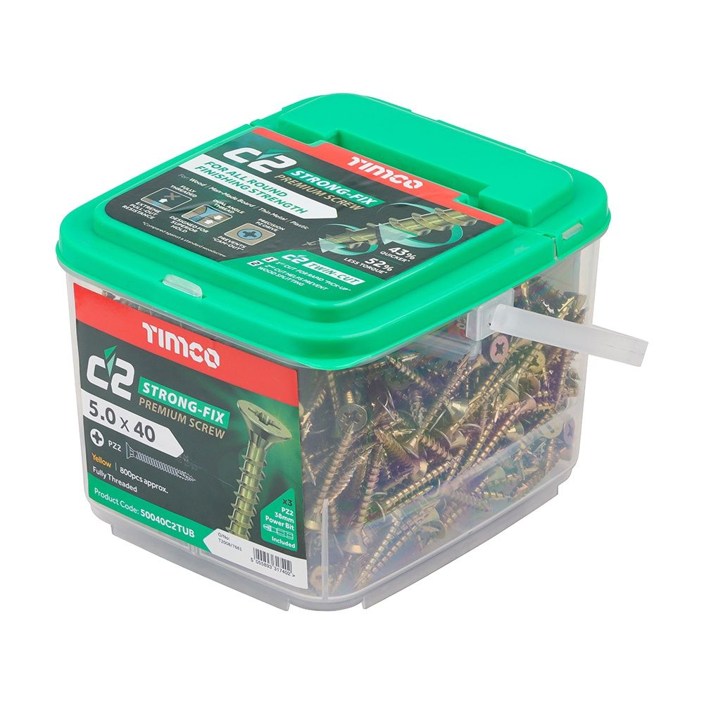 Timco 5.0 x 40mm PZ2 CSK - ZYP Classic C2 Tubs 800/Tub 50040C2TUB