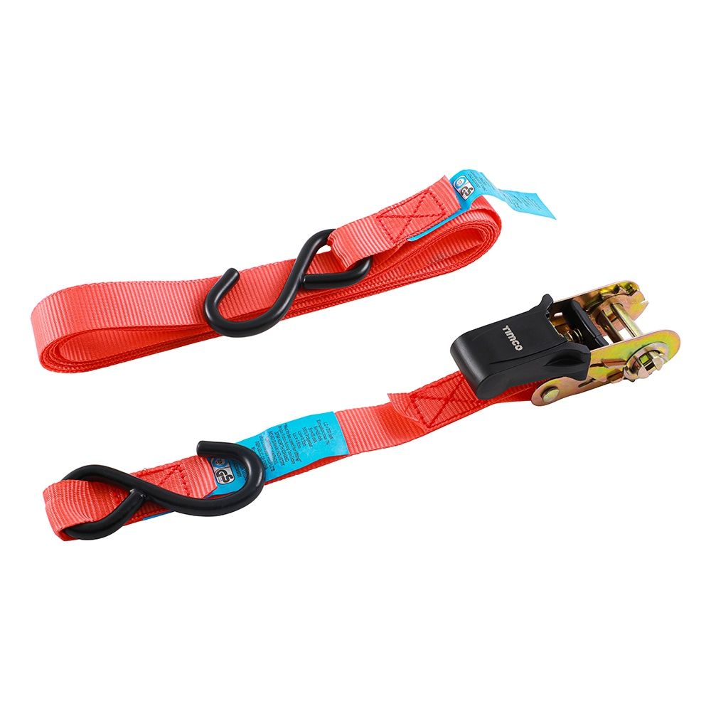 Timco 5m X 25mm Veto Standard J Hook Ratchet Straps STD 5RS2S