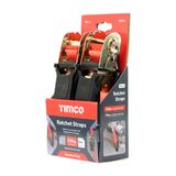 Timco 5m x 25mm Veto Standard J Hook Ratchet Straps STD 5RS2J