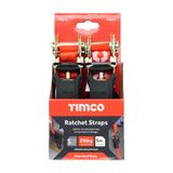 Timco 5m X 25mm Veto Standard J Hook Ratchet Straps STD 5RS2S
