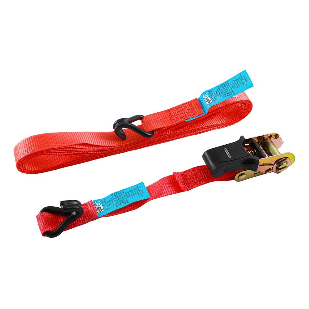 Timco 5m x 25mm Veto Standard J Hook Ratchet Straps STD 5RS2J