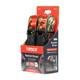 Timco 5m X 25mm Veto Standard J Hook Ratchet Straps STD 5RS2S