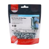 Timco 6 x 20mm Hex Set & Hex Nut BZP M6 (100/TimBag) 620SNZB
