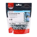 Timco 6 x 25 mm Hex Set & Hex Nut BZP M6 (100/TimBag) 625SNZB