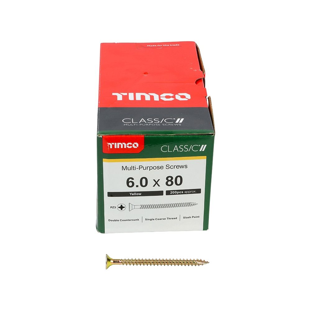 Timco 6.0 x 80mm Classic Multi-Purpose Screws PZ3 Countsunk 200/Box