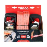 Timco 6m x 35mm Ratchet Straps J Hook Commercial Duty Polyester 6RS2J