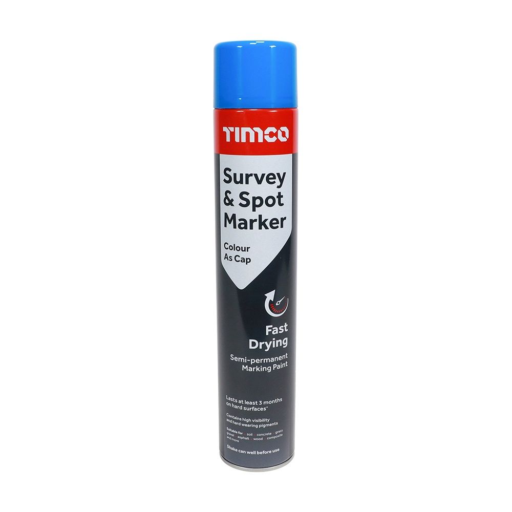 Timco 750ml Semi-Permanent Survey &amp; Line Marker Spray - Blue