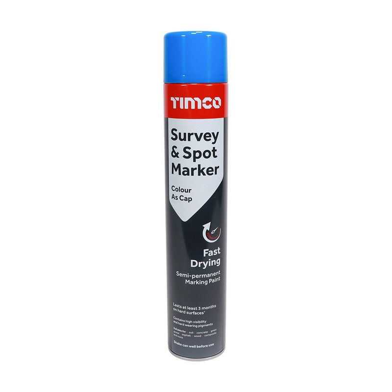 Timco 750ml Semi-Permanent Survey &amp; Line Marker Spray - Blue 237798
