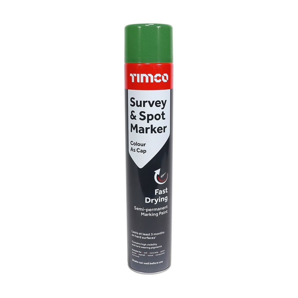 Timco 750ml Semi-Permanent Survey &amp; Line Marker Spray - Green