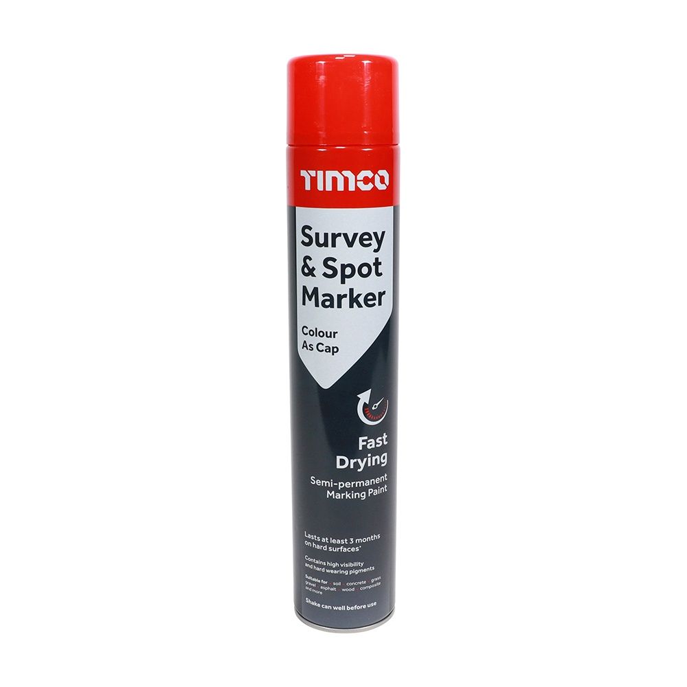 Timco 750ML Semi-Permanent Survey &amp; Line Marker Spray - Red
