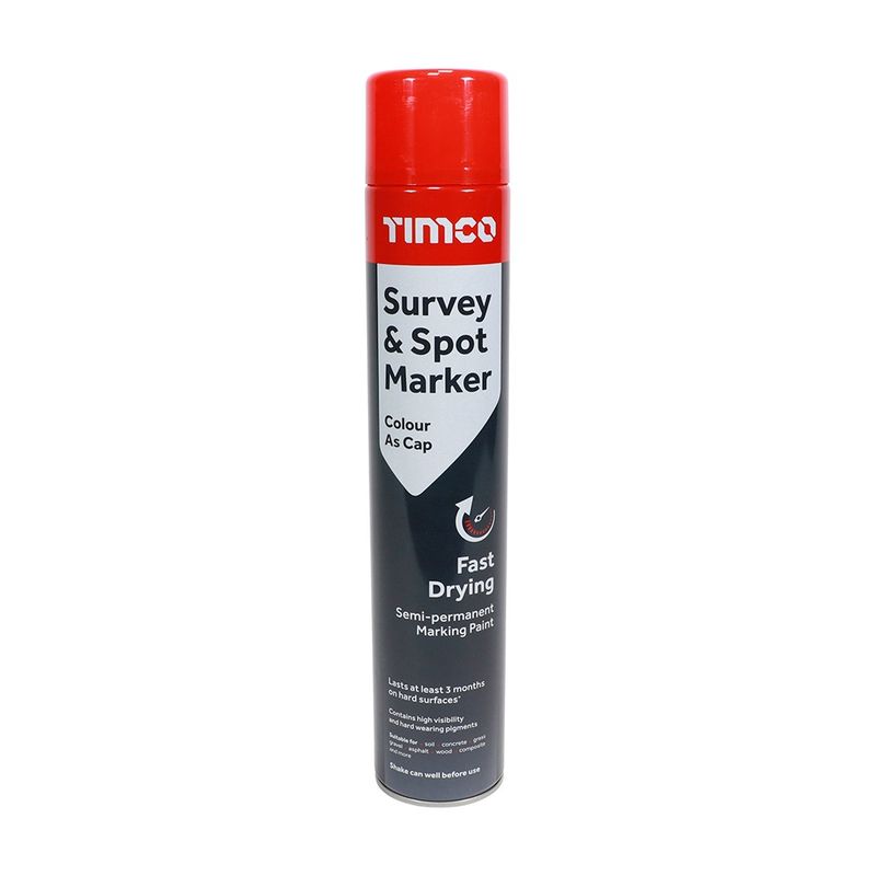 Timco 750ML Semi-Permanent Survey &amp; Line Marker Spray - Red 237206