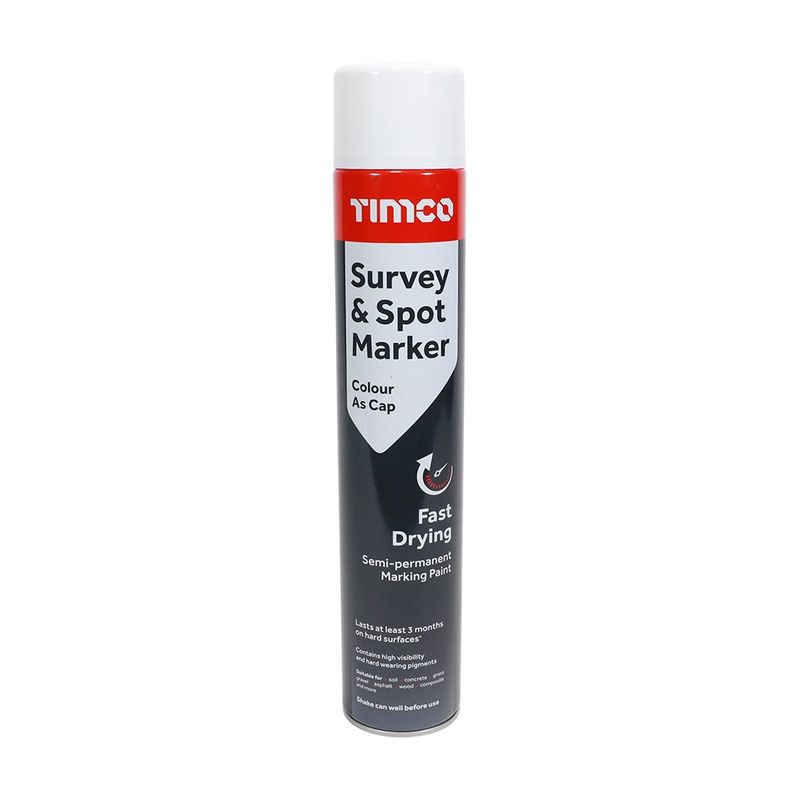 Timco 750ml Semi-Permanent Survey &amp; Line Marker Spray - White 237369