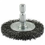 Timco 75mm Shaft Mount Wheel Brush-Crimp Lightly Removing 75SWC