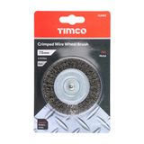 Timco 75mm Shaft Mount Wheel Brush-Crimp Lightly Removing 75SWC
