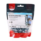 Timco 8 x 40 mm Hex Set & Hex Nut BZP M8 (45/TimBag) 840SNZB