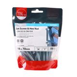 Timco 8 x 70 mm Hex Set & Hex Nut BZP M8 (30/TimBag) 870SNZB