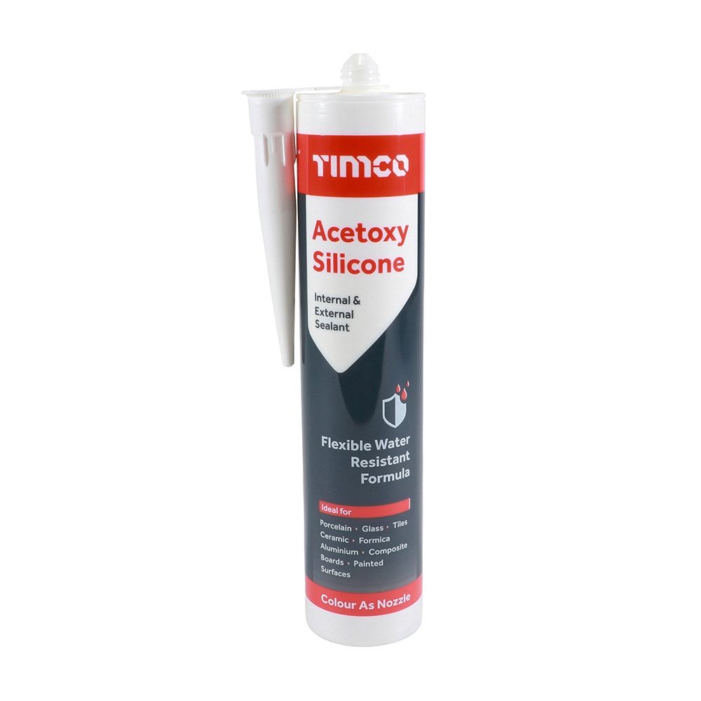 Timco Acetoxy Silicone 300ml Cartridge - White 732480