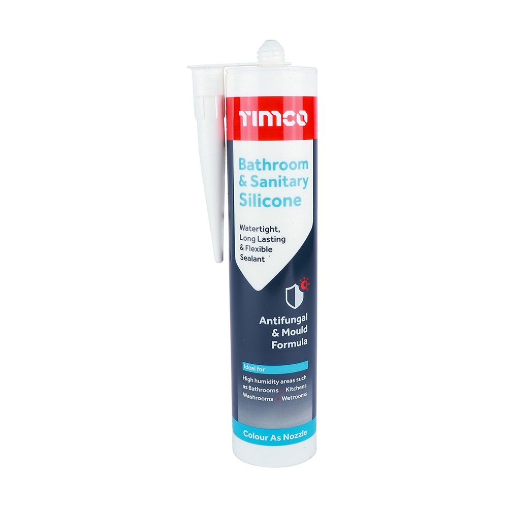 Timco Bathroom &amp; Sanitary Silicone 300ml Cartridge - White 732750