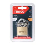 Timco 40mm Brass Padlock Double locking brass cylinder P40