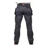 Timco W32 L32 Craftsman Trousers Heavy Duty 4-way Grey/Black CTGBK3232