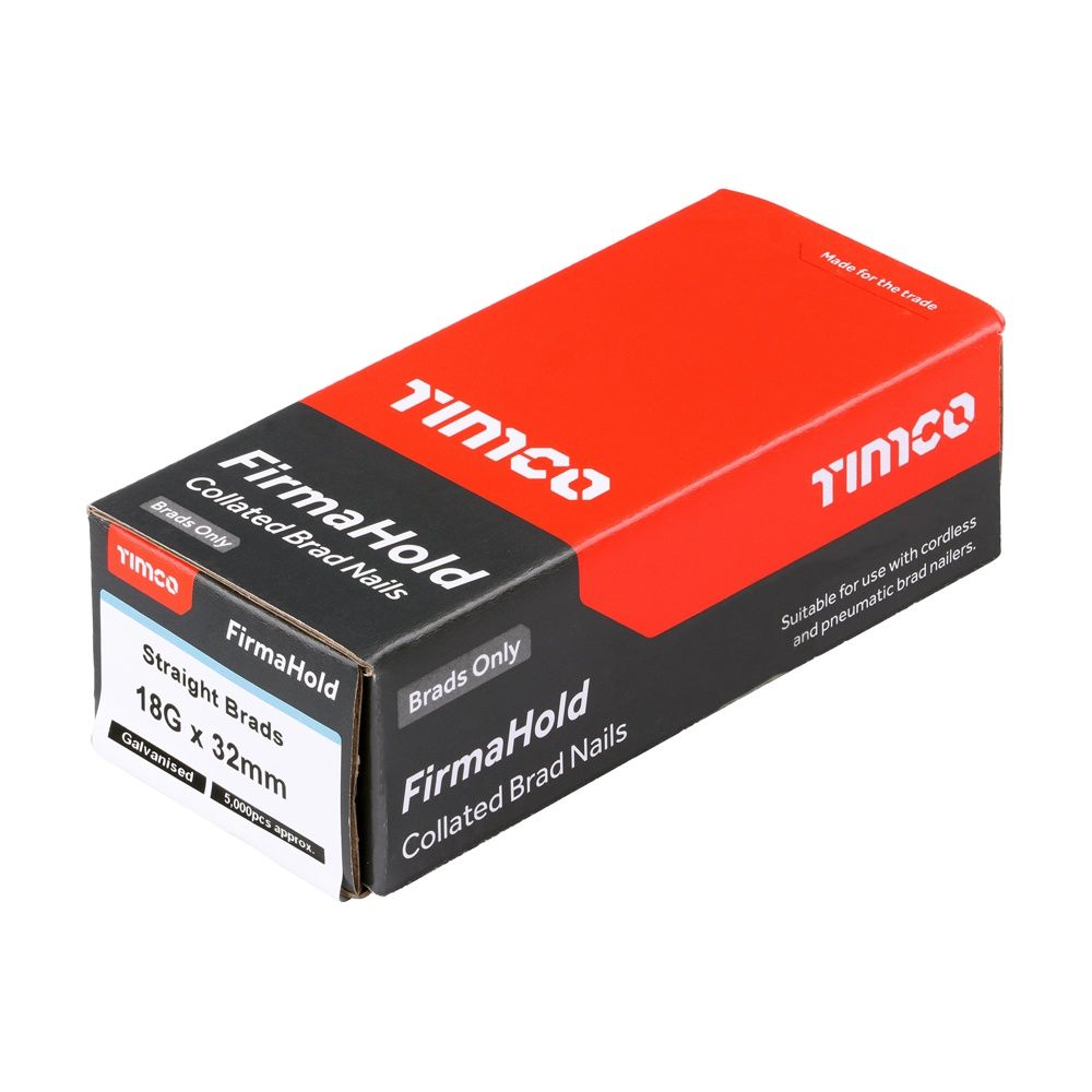 Timco FirmaHold Collated Brad Nails - 18 Gauge - Straight - Galvanised 18g x 32 BG1832