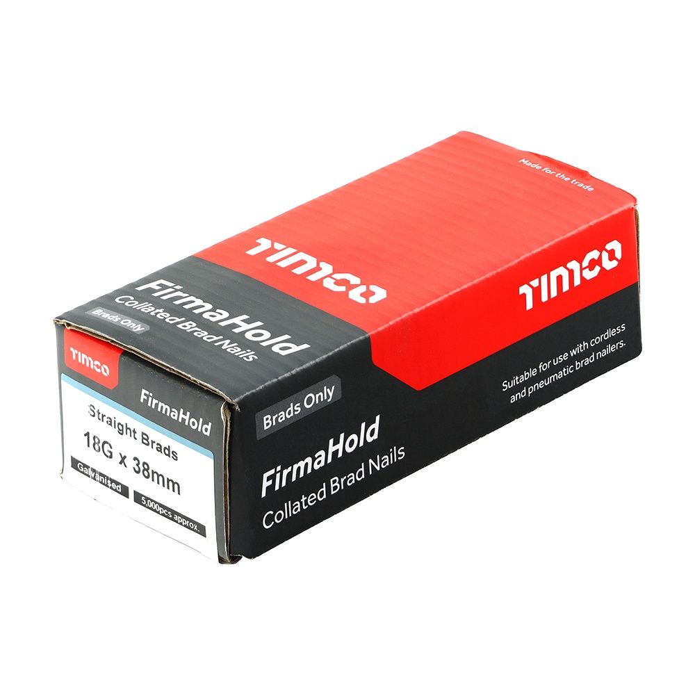 Timco FirmaHold Collated Brad Nails - 18 Gauge - Straight - Galvanised 18g x 38 BG1838