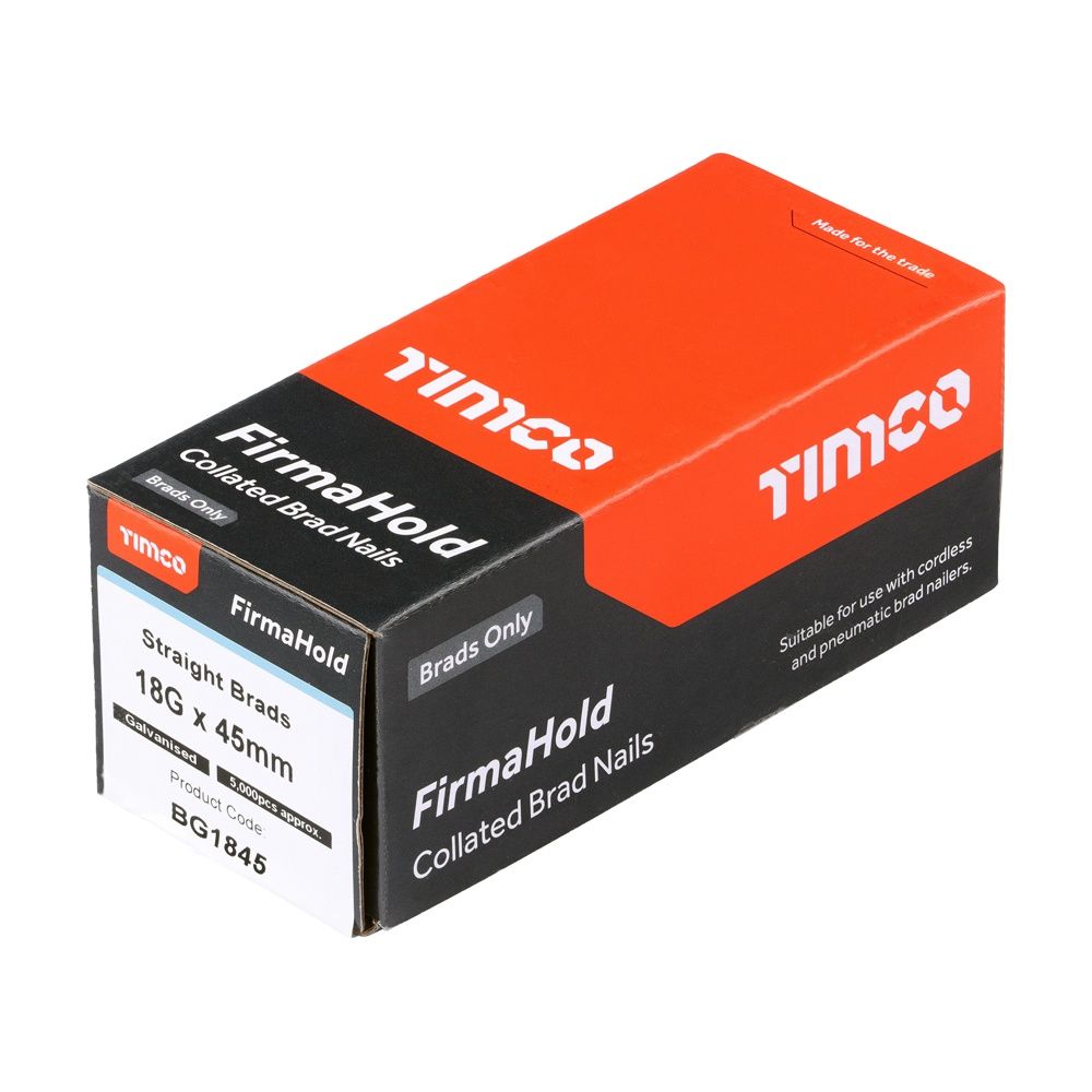 Timco FirmaHold Collated Brad Nails - 18 Gauge - Straight - Galvanised 18g x 45 BG1845