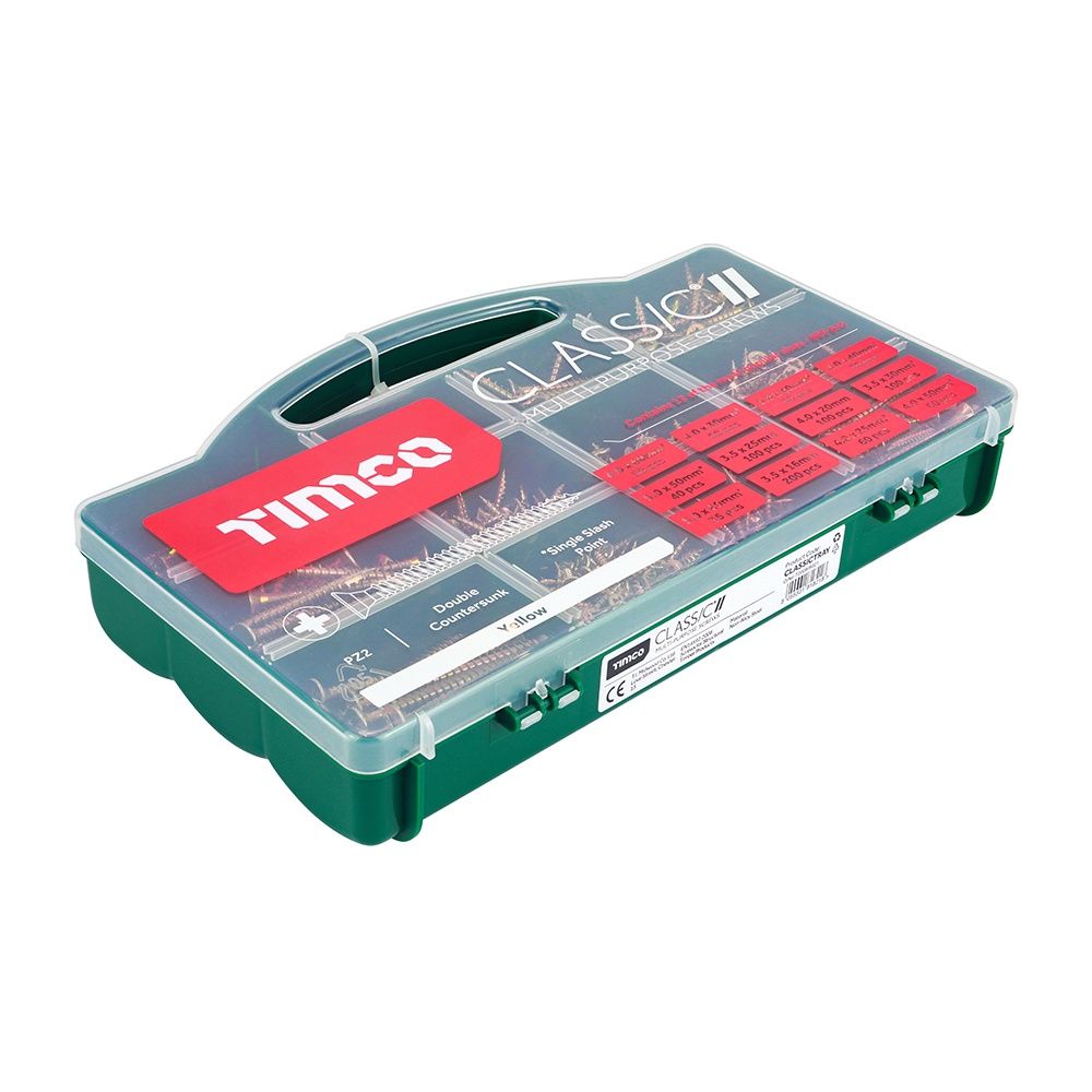 Timco CLASSICTRAY Multi-Purpose Double Countersunk Screws 895 Pieces Mixed Tray
