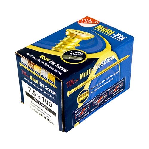 Timco Concrete Screws - TX - Flat Countersunk - Yellow 7.5 x 40