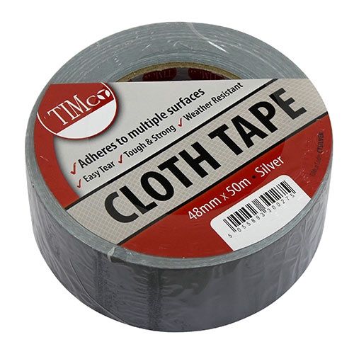 Timco CTSILVER Standard Cloth Tape Silver 48mm 50m